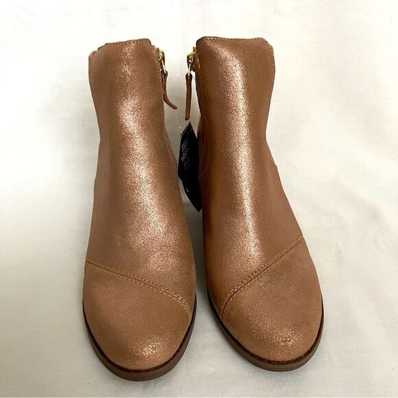 TOMS "Sadie" Rose Gold Metallic Leather Shoes Booties 6.5 - Picture 3 of 8